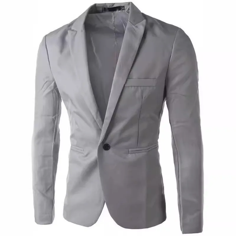 Single-Breasted Slim Blazer Men's Korean Wrinkle-Free Casual Outerwear
