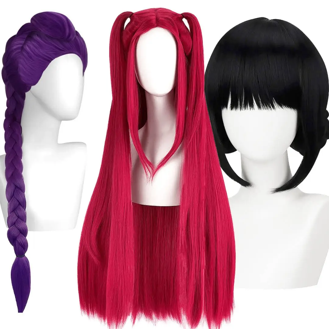 

Kpop Demon Mira Zoey Rumi Cosplay Wig Hunters Synthetic Hair Red Black Purple 3 Styles Halloween Accessories Takerlama In Stock