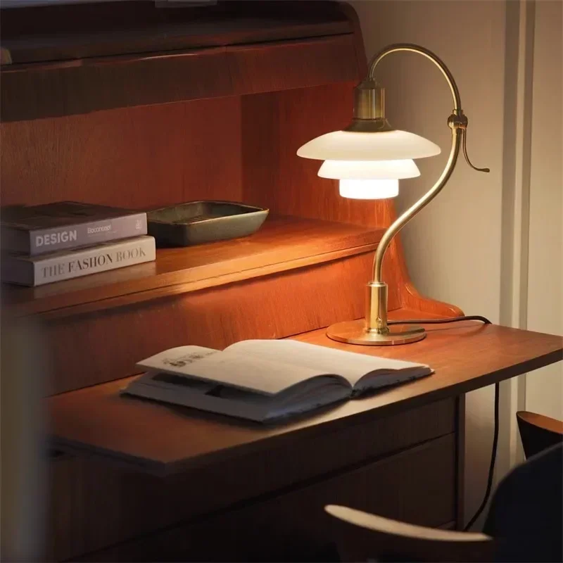 Denmark  Designer Bauhaus Style Adjustable Table Lamp Vintage Glass Desk Light for Bedroom Bedside