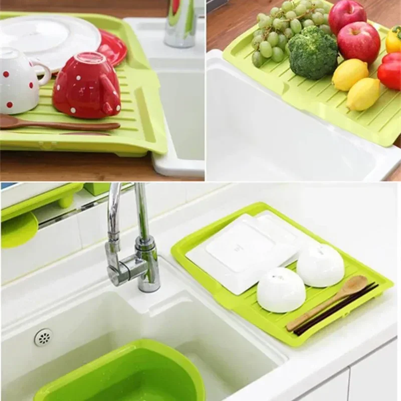 Multi-functional Storage Tray Tea Plate Home Plastic Fruit Plate Drainer Sink Drying Rack Washing Display Sorting Tray