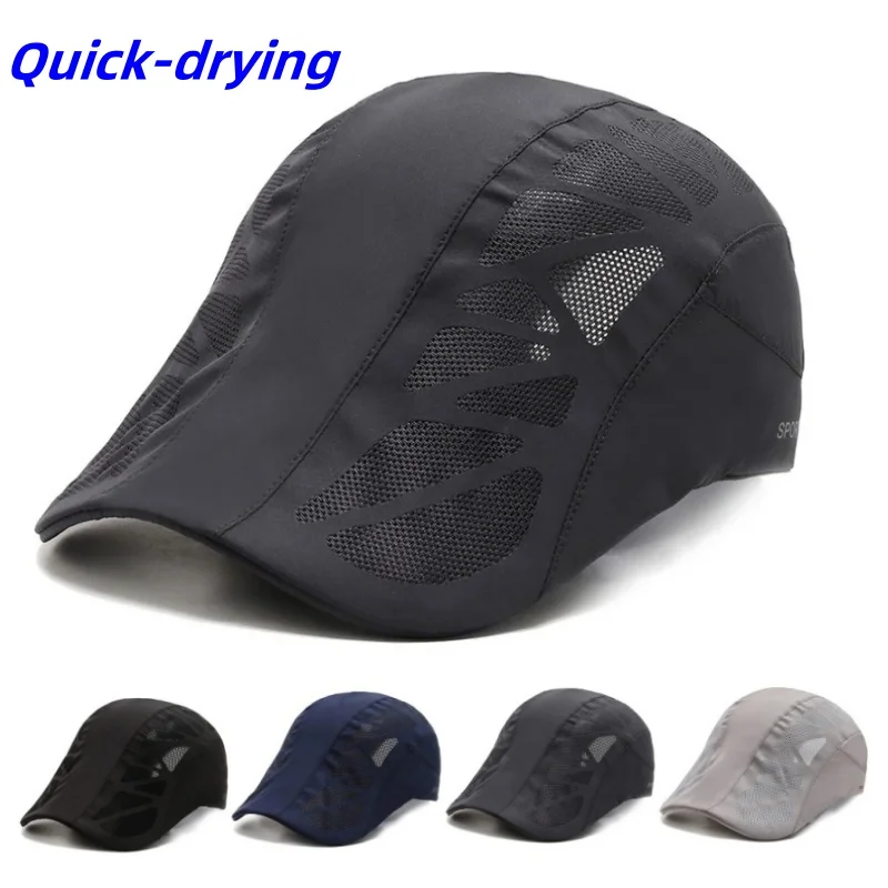 

SPORTS Letter Printed An-ti UV Golf Baseball Cap Summer Cool Breathable Mesh Quick Dry Sunhat Running Newsboy Beret Cap Visors
