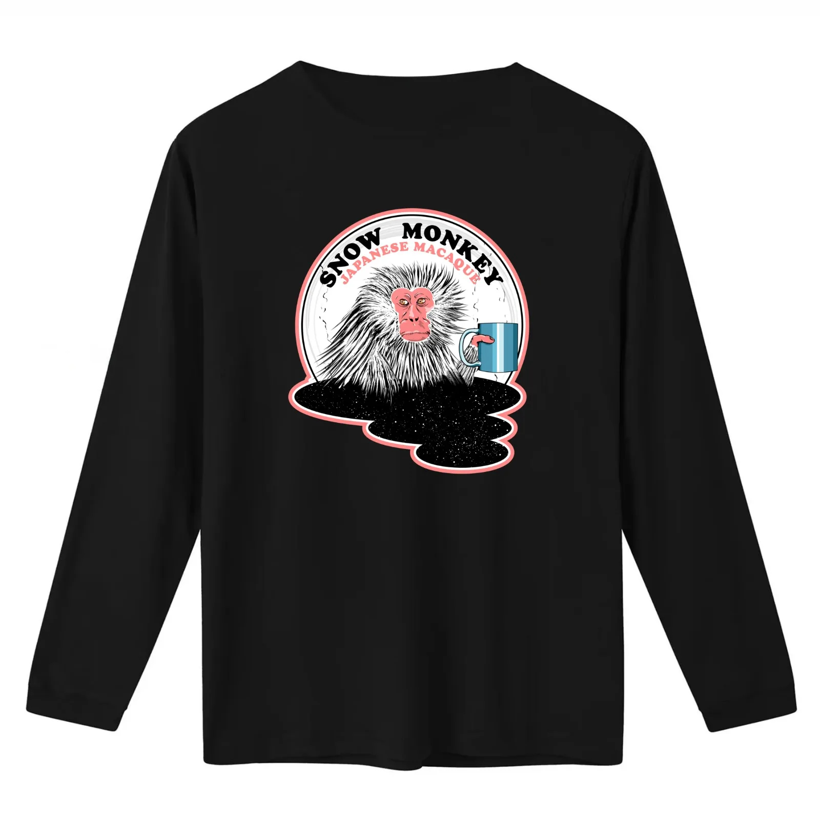 Japanese Macaque Snow Monkey T-Shirt Summer Casual Cotton Tee Oversized Streetwear Tops Vintage Graphic Print 100% Cotton