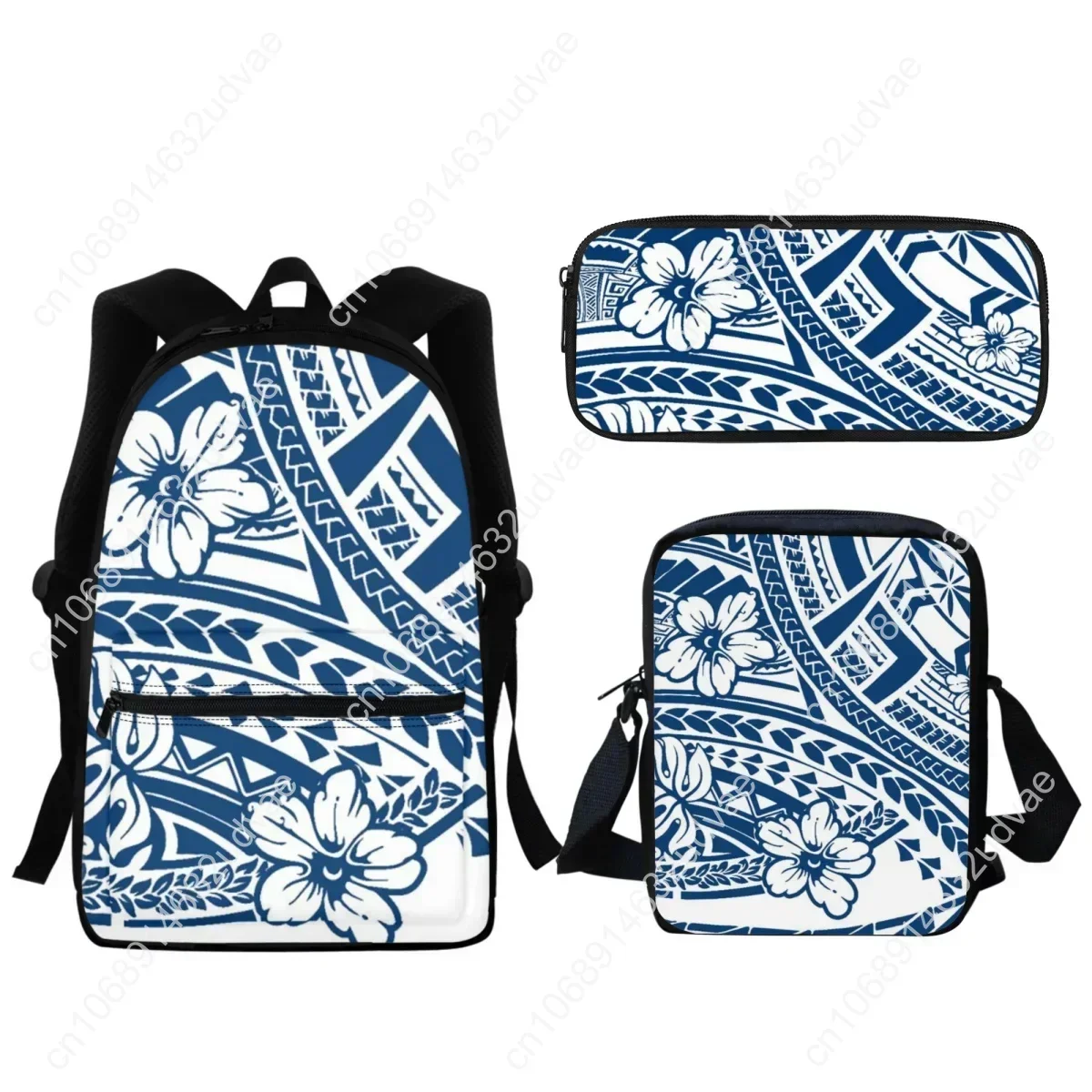 Vintage Polynesian Hibiscus Zipper Backpack Fashion Student Large Capacity Girls Schoolbag Travel Computer Bag Pencil Case New