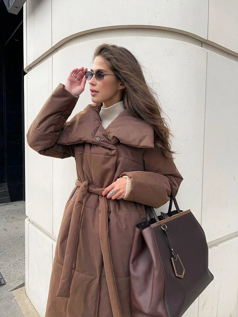 

Женские свободные стеганые куртки, парки, зимние пальто, большие теплые куртки-пуховики с длинным поясом, женская хлопковая стеганая куртка