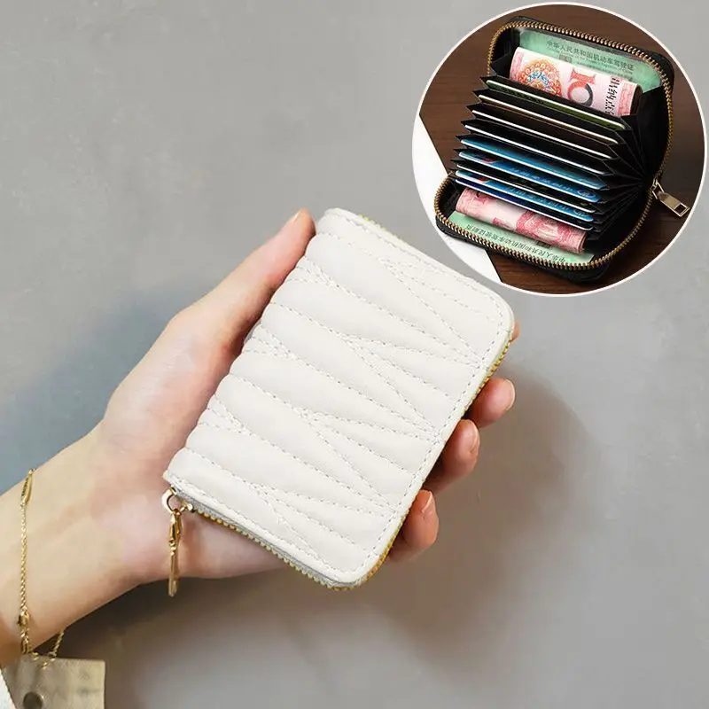 Women Short Wallet Portable Mini Coin Purse PU Multiple Cards Slots Organizer Foldable Versatile Credit Card Holder With Zipper