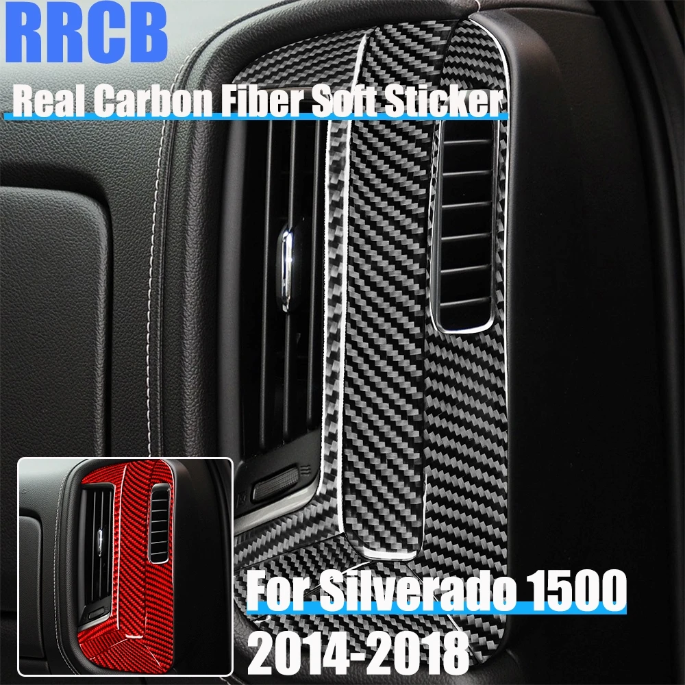 

Carbon Fiber Car Accessories Passenger Air Vent Soft Cover Sticker For Chevrolet Silverado 1500 For GMC Sierra 1500 2014-2018