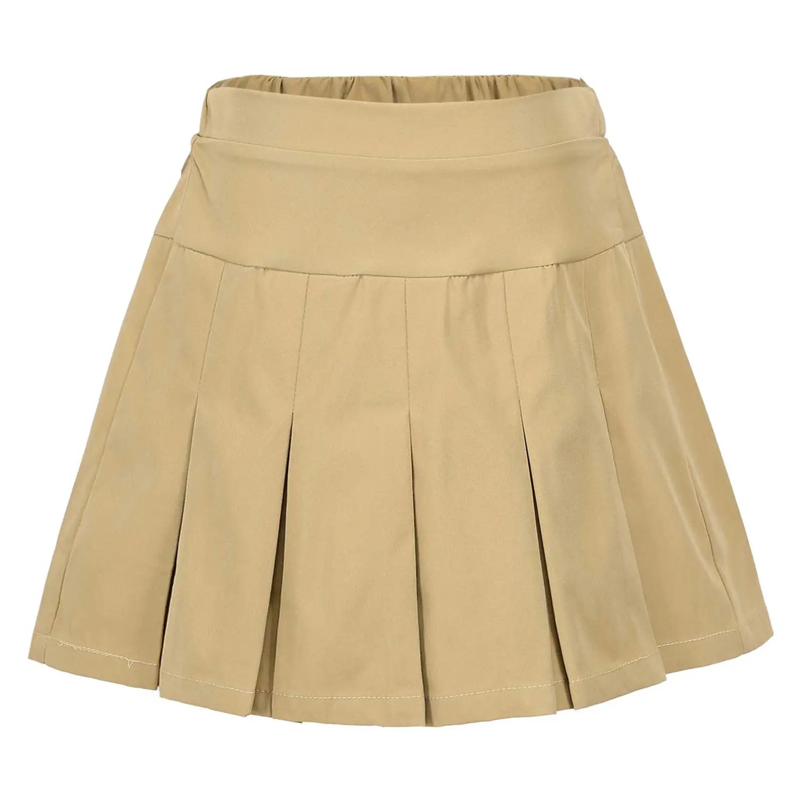 Kids Girls Casual Schoolgirl Pleated Skirt School Uniform Miniskirt Built-in Shorts Birthday Party Stage Performance Costume