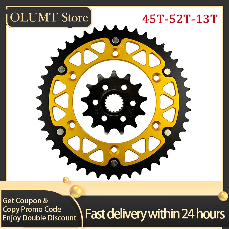 Motorcycle 520 45T-52T 13T Front Rear Sprocket For SUZUKI RM125 RMZ250 RM 125 RM-Z 250 K1,K2,K3 K6,K7,K8,K9,L0,L1 V,W,X  J,K,L,M