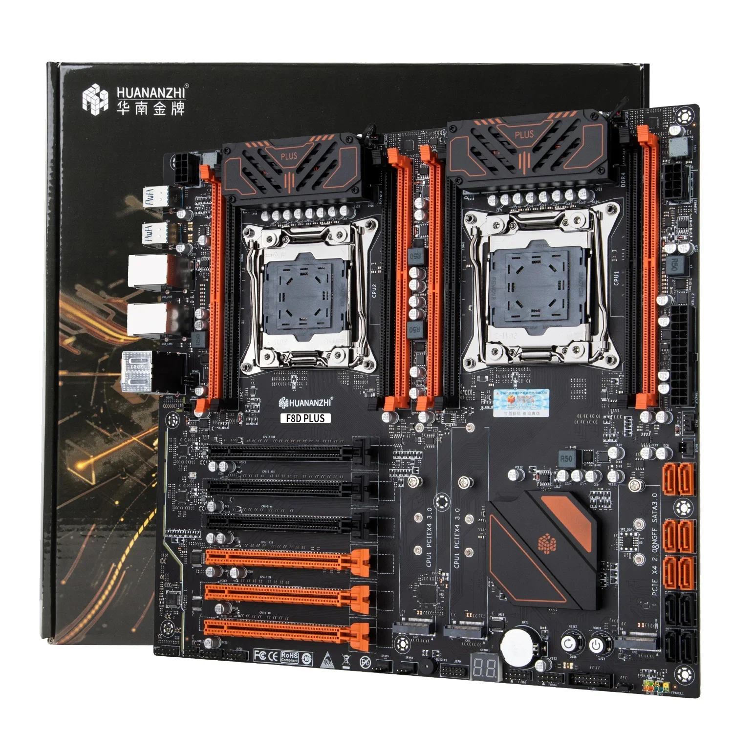 X99 F8D PLUS LGA 2011-3 XEON X99 Motherboard with Intel E5 2696 V3*2 with 4*16G DDR4 RECC memory combo kit set RU