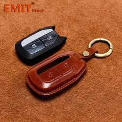 Leather Car Key Case for Indian Challenger Elite Motorcycle Remote Cover Shell Keychain Housing Ring Holder Fob Accessories