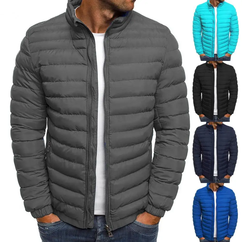 Winter  Casual Zipper Closure Puffer Jacket Autumn Men Coat Streetwear