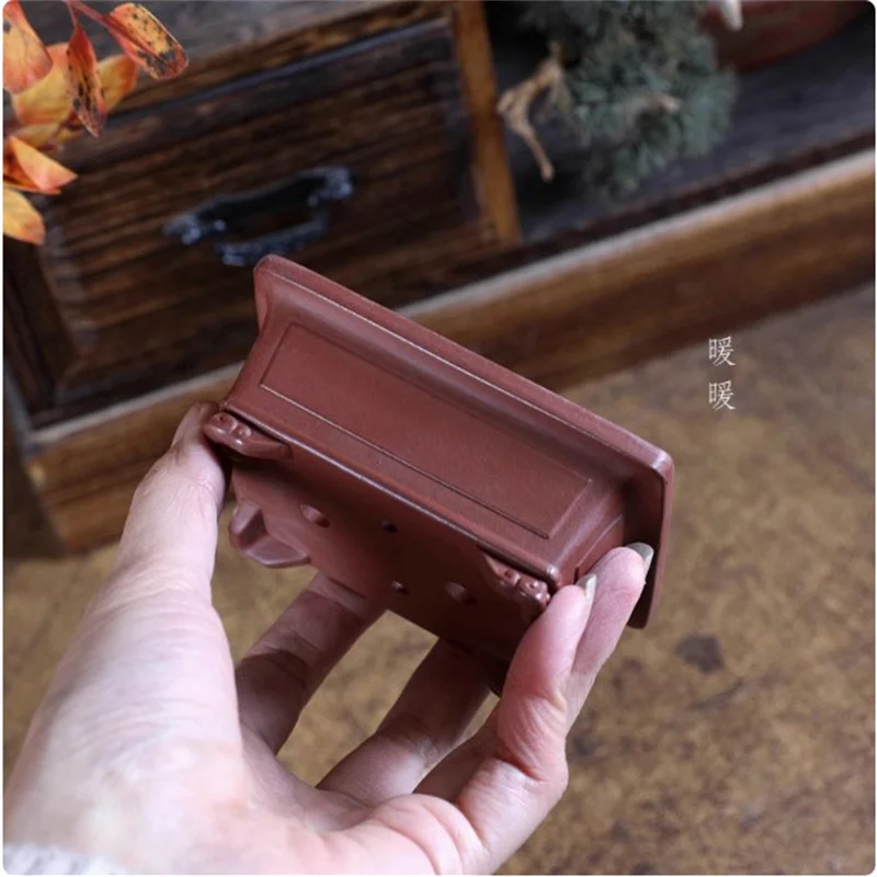 

Ceramic Rectangle Bonsai Pot,Moss Small Flower Plant Pot,China Purple Sand,Home Sill Indoor Decoration