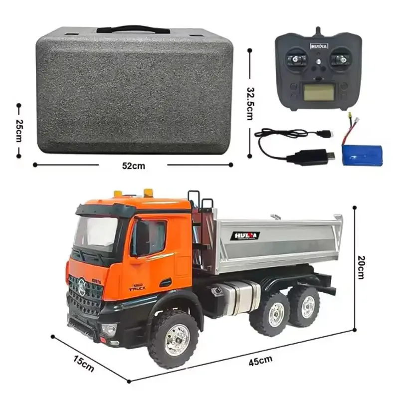 NEW Huina 1598 Full Scale 1:14 Fourteen Channel 2.4g Alloy Dump Truck Engineering Transport Vehicle Adult Remote Control Toy Car