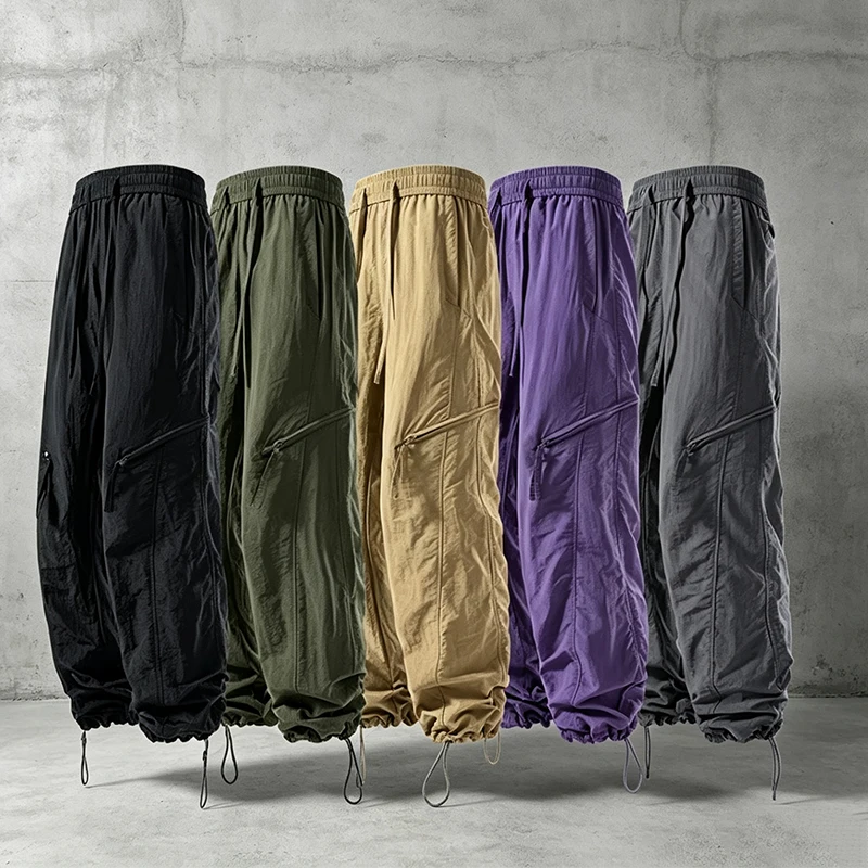 Men's Autumn Functional Work Pants Lightweight and Skin-Friendly Jogger Pants Plus-Size Multi-Color Trendy Men's Cargo Pants