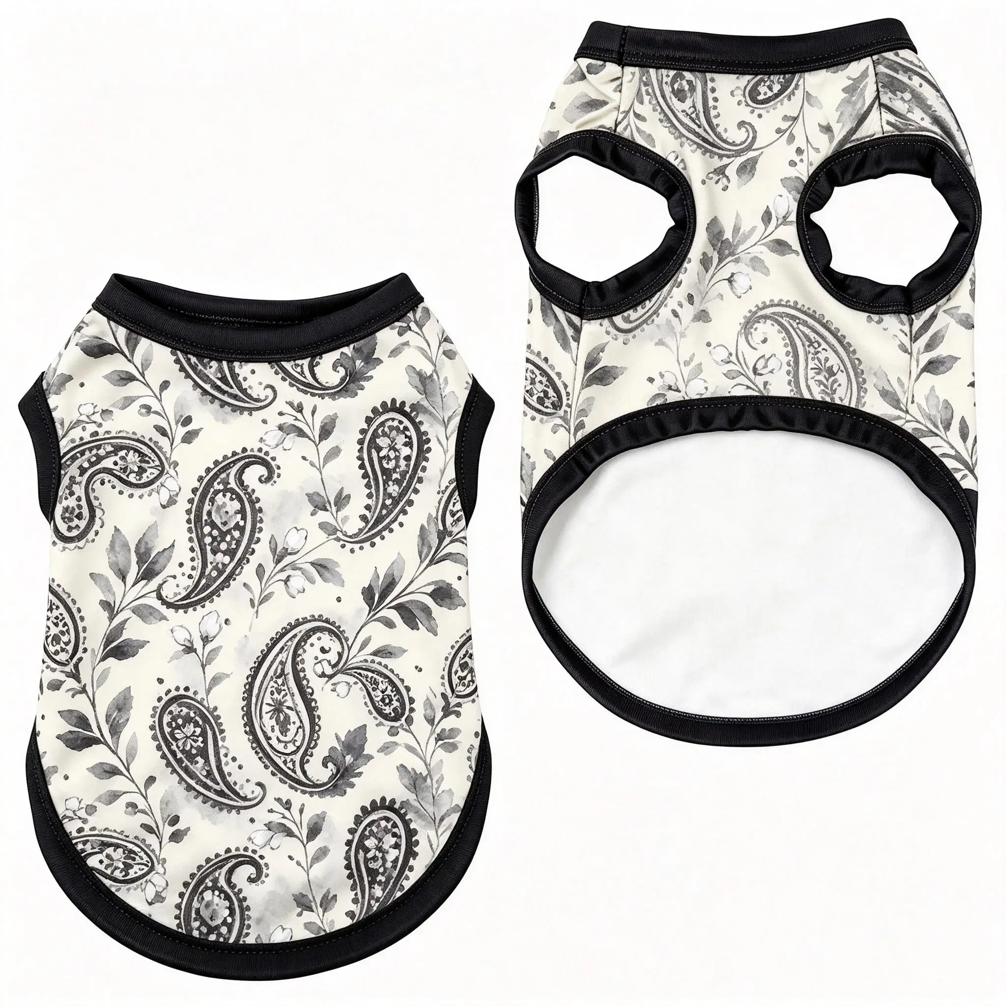 Pet Cat Vest Orange White Paisley Print Sleeveless Shirt for Small Medium Cats Vintage Theme Daily Wear
