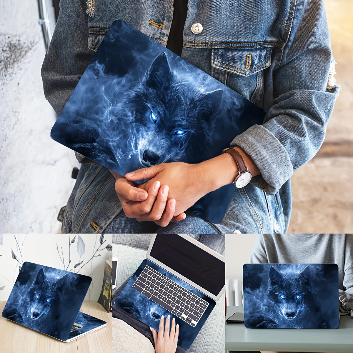 

2Pcs Mystery Bluewolf Computer Sticker - Waterproof, Scratch Resistant Vinyl Art for Laptops and Laptops, Self Adhesive