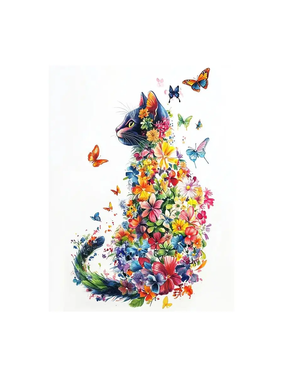 1 Stück rahmenloses 30*40cm/11.8*15.7in, Blumenkatze, 11CT/14CT bedrucktes Kreuzstich-DIY-Set, geeignet für Erwachsene Anfänger – Detail 1
