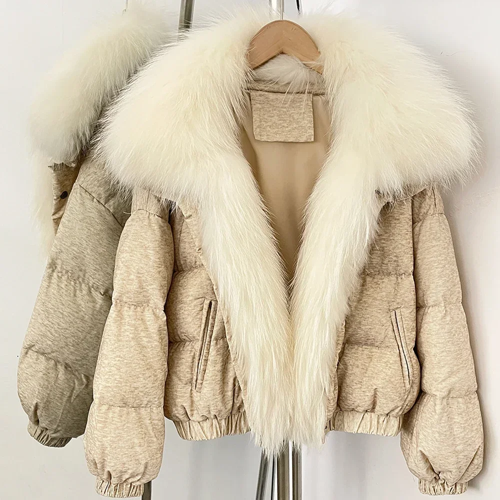 OFTBUY Neue Winter-Kurzjacke aus Baumwolle für Damen, Luxuriöser Echtfuchs-Pelz, Daunenjacke, Modische Warme Naturpelz-Pufferjacke – Detail 30
