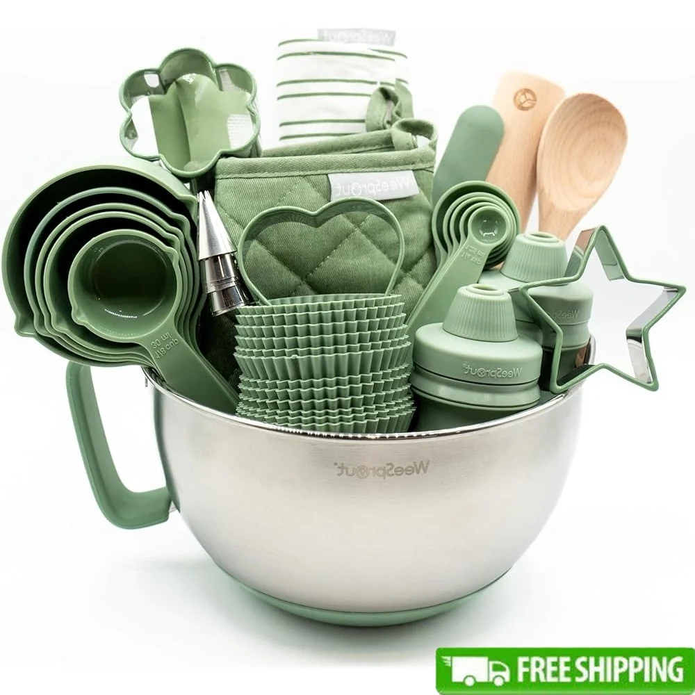 

Ultimate Kids Baking Kit Cooking Set Child Sized Utensils Oven Mitts Silicone Mats Apron Fun Learning Gift Children