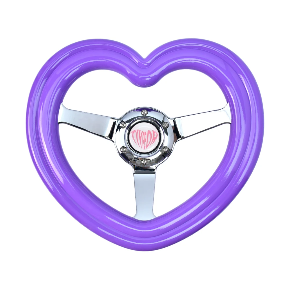 

TIYPEOR ABS 3 Spokes 320mm Classic Steering Wheel Purple Color Drift Simulation Racing Game Steering Wheel with Heart-Shaped