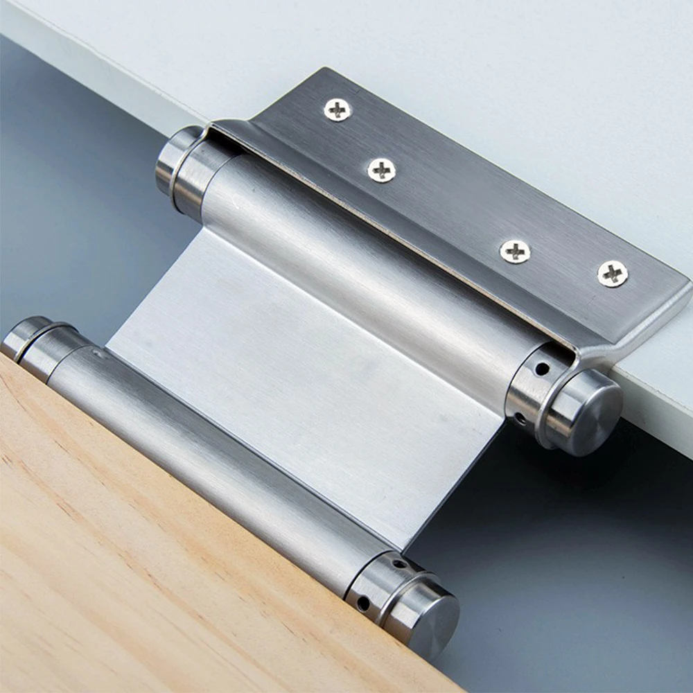 2Pcs 3-inch Stainless Steel Two-way Hinges,double Spring Hinges,denim Door Fence Automatic Closing Hinges Silver,Black W/Screws