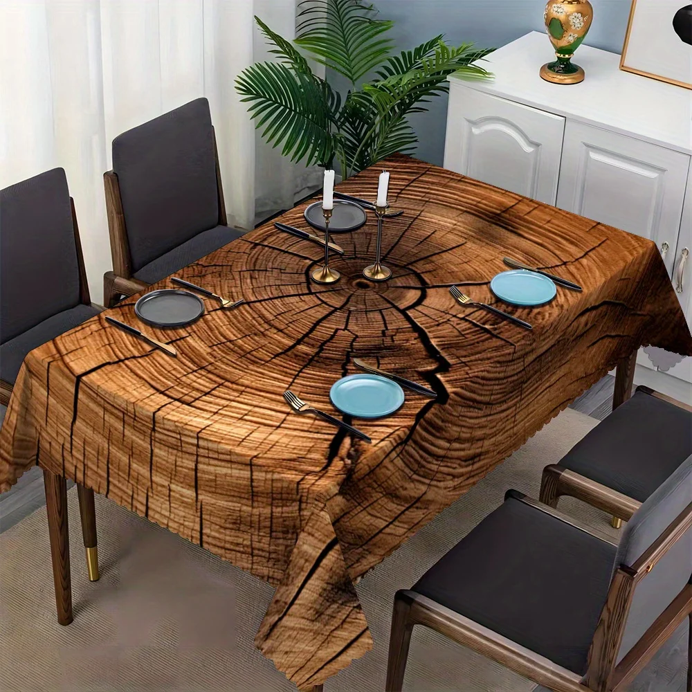 JIT, 1pc Vintage and Deteriorated Ring Texture Rectangular Tablecloth, Polyester Fiber
