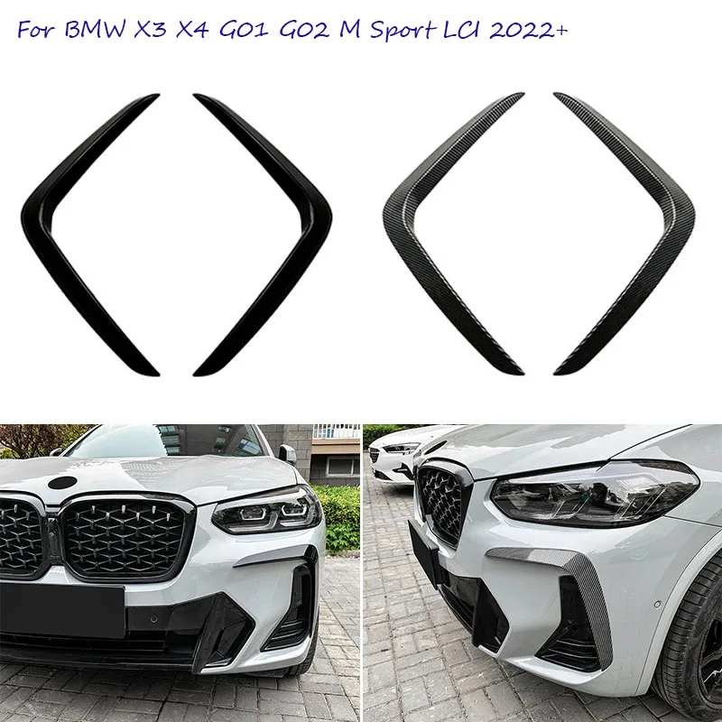 

Car Parts Front Air knife Bumper Trim Canards Spoiler Lip Fog Light Cover Body Kit For BMW X3 X4 G01 G02 M Sport LCI 2022 2023+