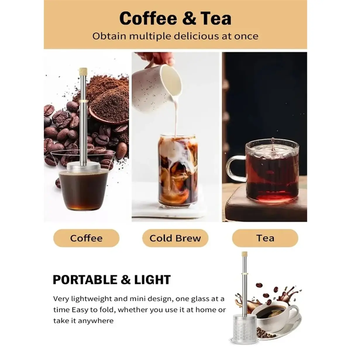 Home Tool Reusable Coffee Filter Screen Stainless Steel Coffee Tea Maker Portable Travel Coffee Brewer Infuser Kitchen Accessori