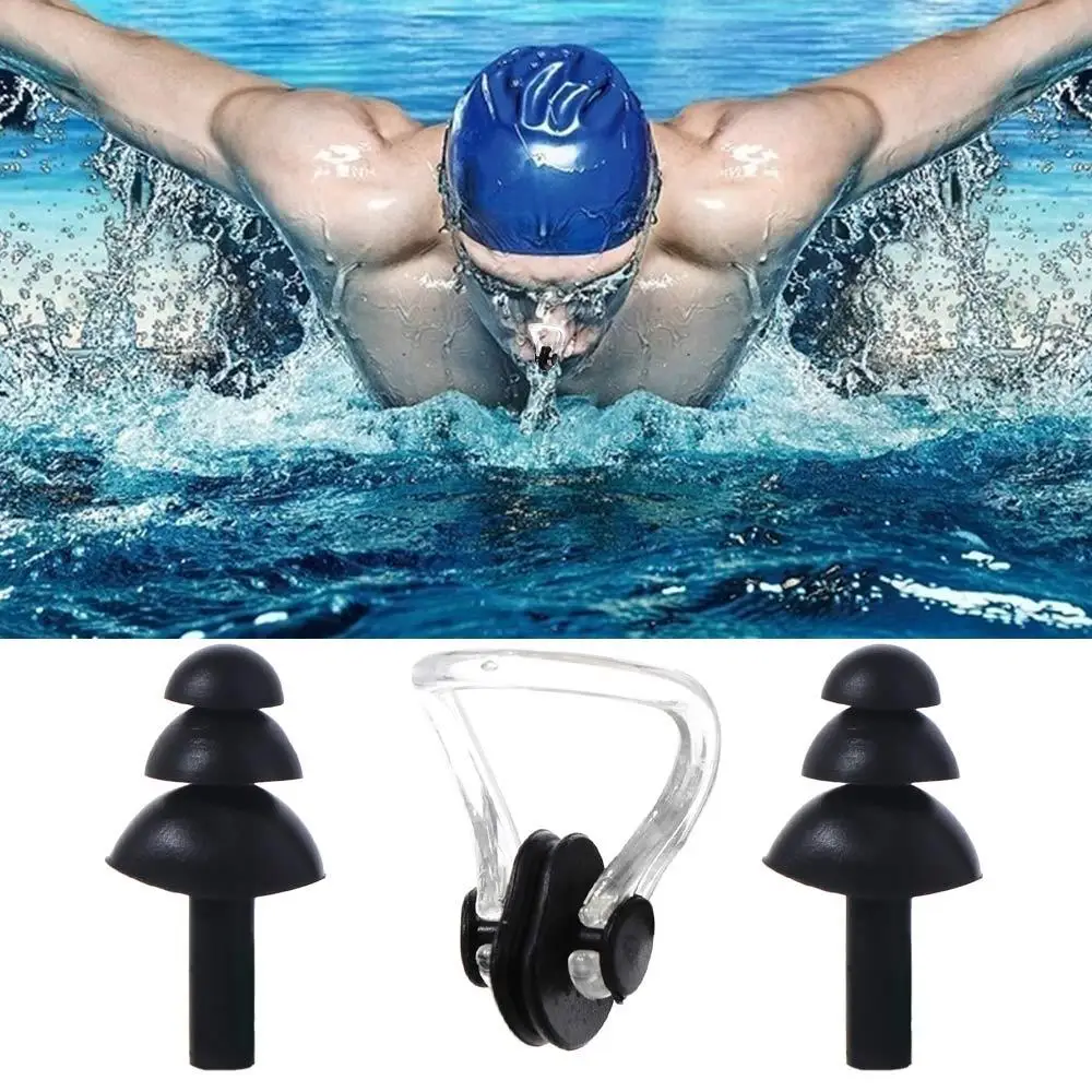Soft Swimming Earplug Nose Clip Anti-water Waterproof Silicone Noise Earplug Comfortable Silicone Nose Protector Clip Beginner