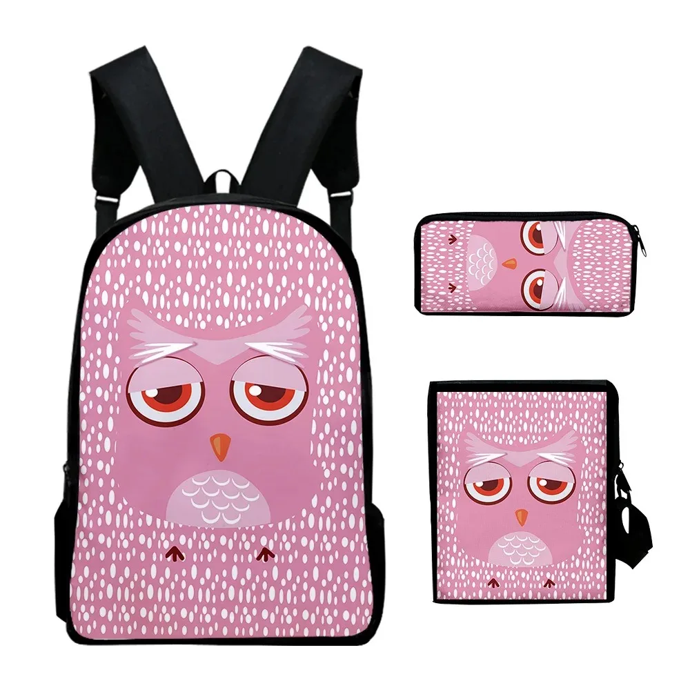 Bonito Animal 3D Print School Bags, Harajuku, Aluno, Mochila Laptop, Mochila, Inclinado Bolsa de Ombro, Lápis Caso, Popular, 3pc