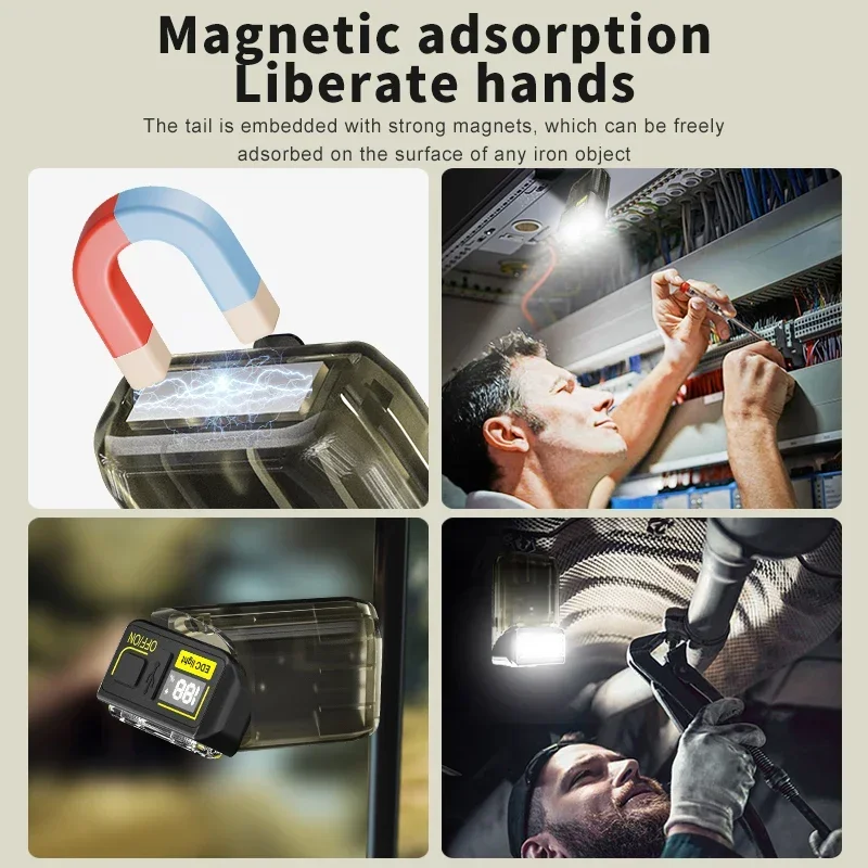 Powerful EDC LED Flashlight 180° Rotation Type-C Rechargeable Keychain Lantern for Work Camping Fishing Torch Emergency Lamp