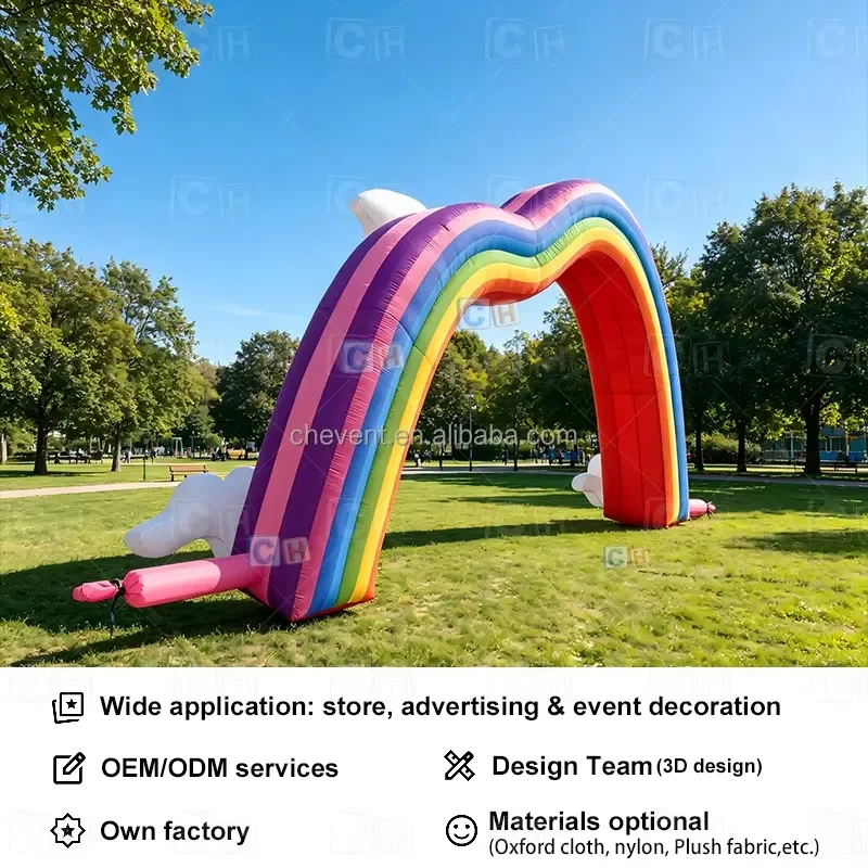 Inflatable Rainbow Cloud Arch Outdoor Kids Birthday Wedding Event Entrance Custom Advertising Inflatable Archway