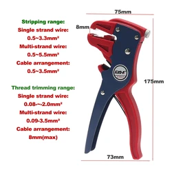 Automatic Wire Stripper Flatwire Cutter Stripping Plier 0.2 to 6mm Range Length Adjustment For Electrician