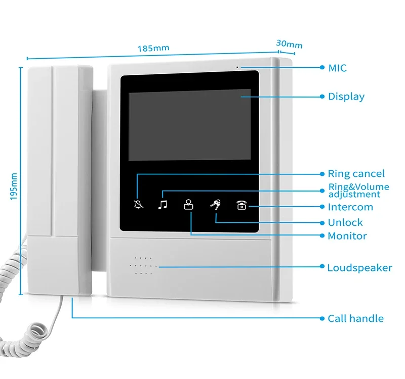 V43E168-M4 Wire Video  Phone System Night Vision Waterproof Camera HD Intercom  Kit for Villas