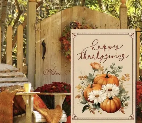 Happy Thanksgiving Double sided Vibrant Garden Flag ~ 12