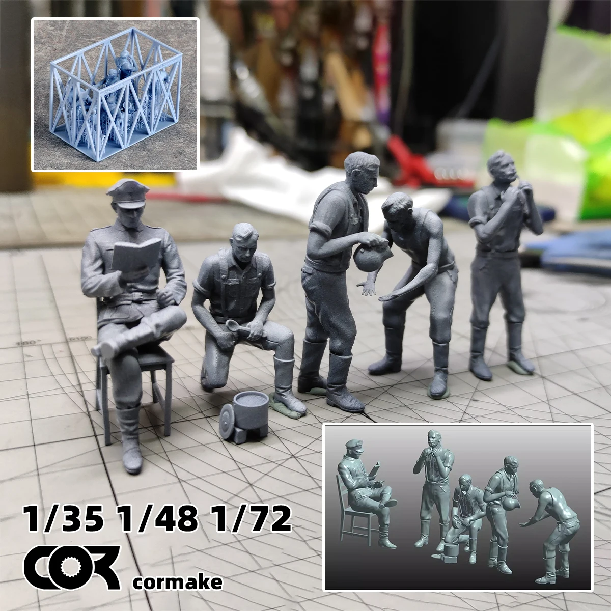 3D Resin Scale Miniature Model Kit Figure Soldiers at Rest Troops Soldier Military Diorama 5pcs Set 1939–1945 1/35 1/48 1/72