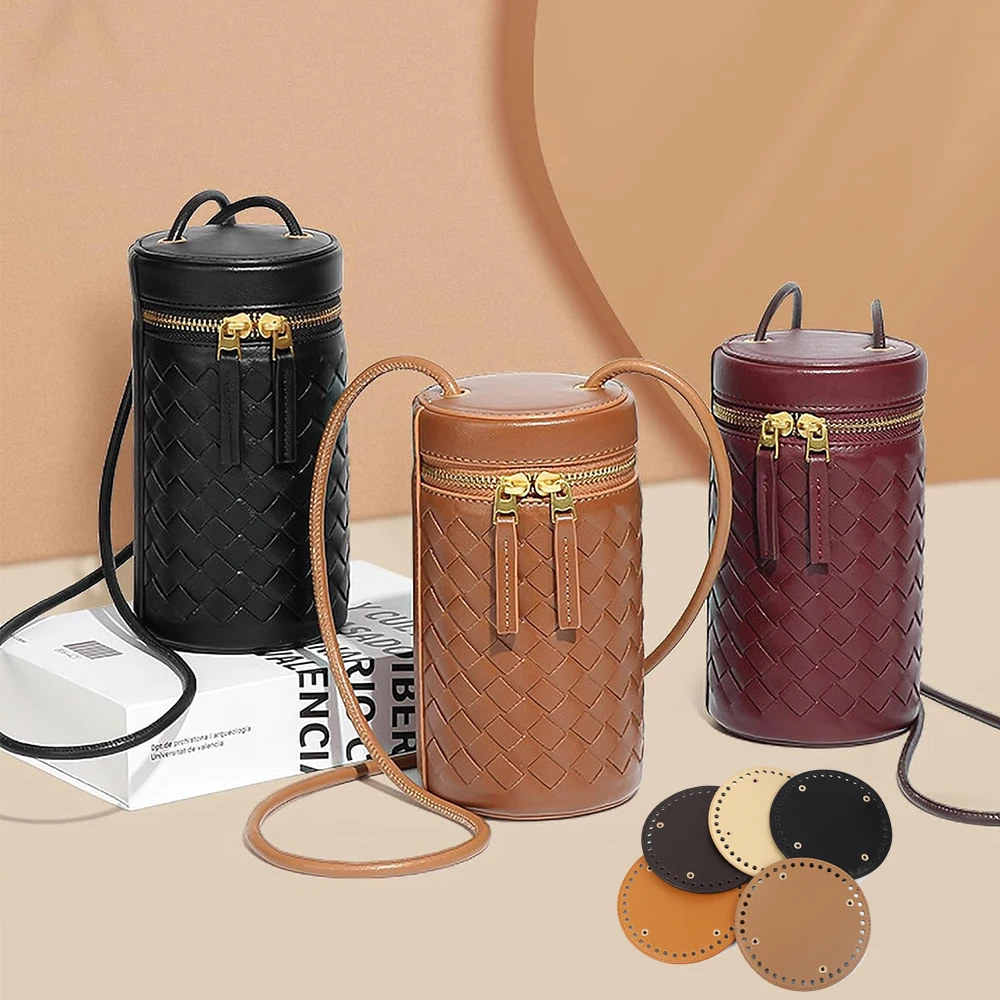 1 pçs saco de couro redondo inferior tricô crochê sacos almofada base para diy bolsa crossbody fazendo acessórios 14cm