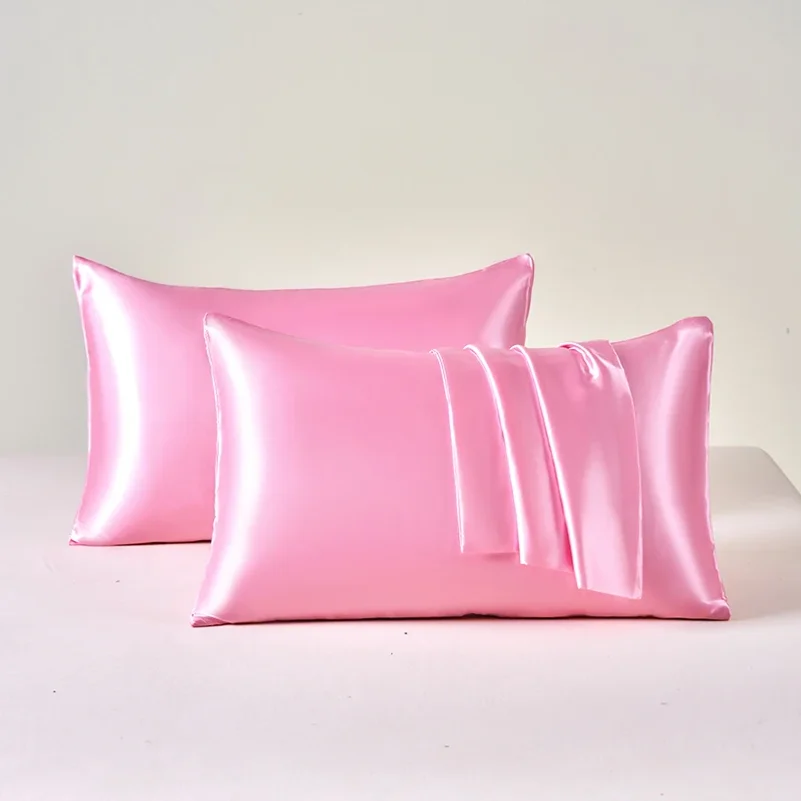 Luxury Smooth Satin Pillowcase Set of 2 Cooling Soft Breathable Anti Frizz Silk Like Pillow Covers for Hair Skin Beauty Sleeping
