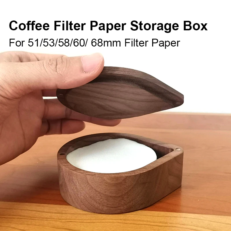 2024 New Wooden Coffee Filter Carton For 51/53/58/60/ 68mm Coffee Filter Paper Storage Box Magnetic Round Filter Paper Holder