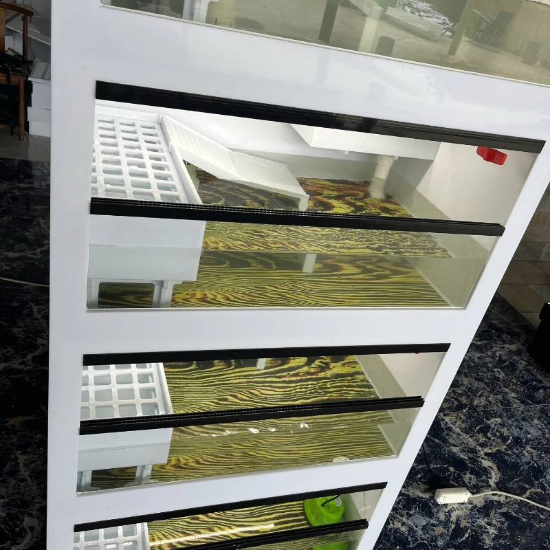Turtle breeding box plastic light body high definition transparent glass deep water fish tank turtle row tank with filter tank
