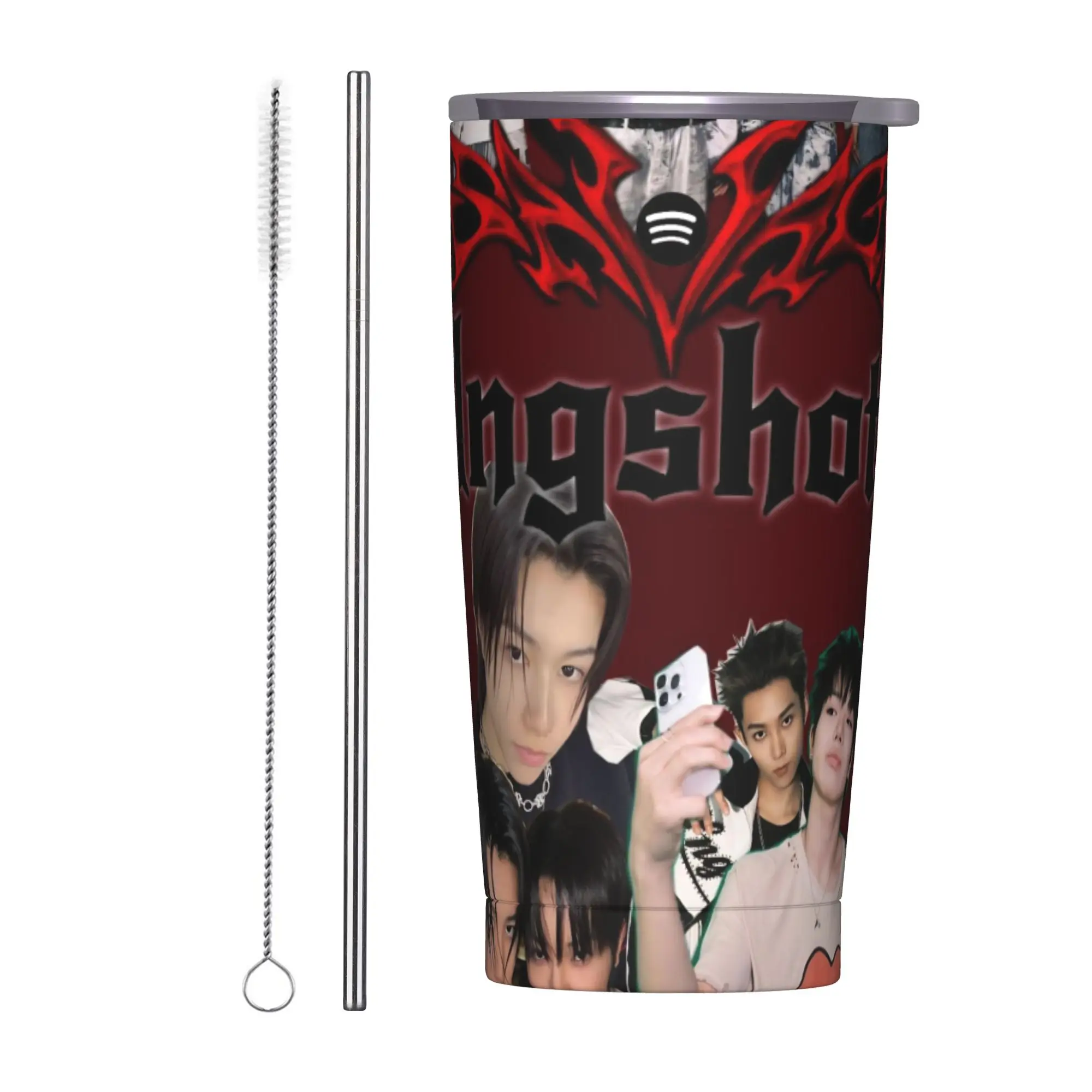 Kpop Group Lngshot  Insulated Tumbler with Lid  Stainless Steel Thermal Mug Office Home Hot Cold Drinks Cup 20oz