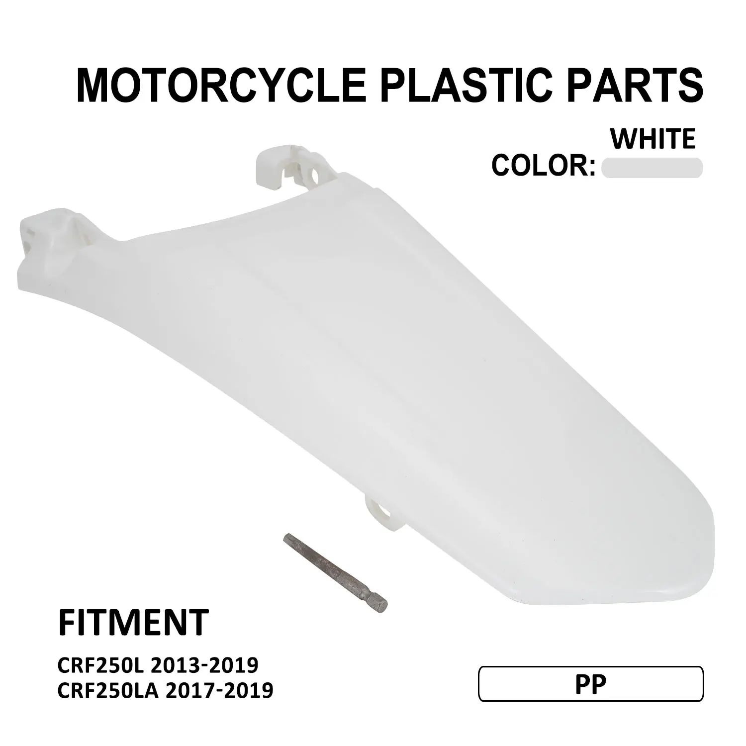Hinterer Kotflügel aus weißem Kunststoff, Motorradzubehör für Honda CRF250L CRF250LA Off-Road Dirt Bike, Ersatzteil, langlebig