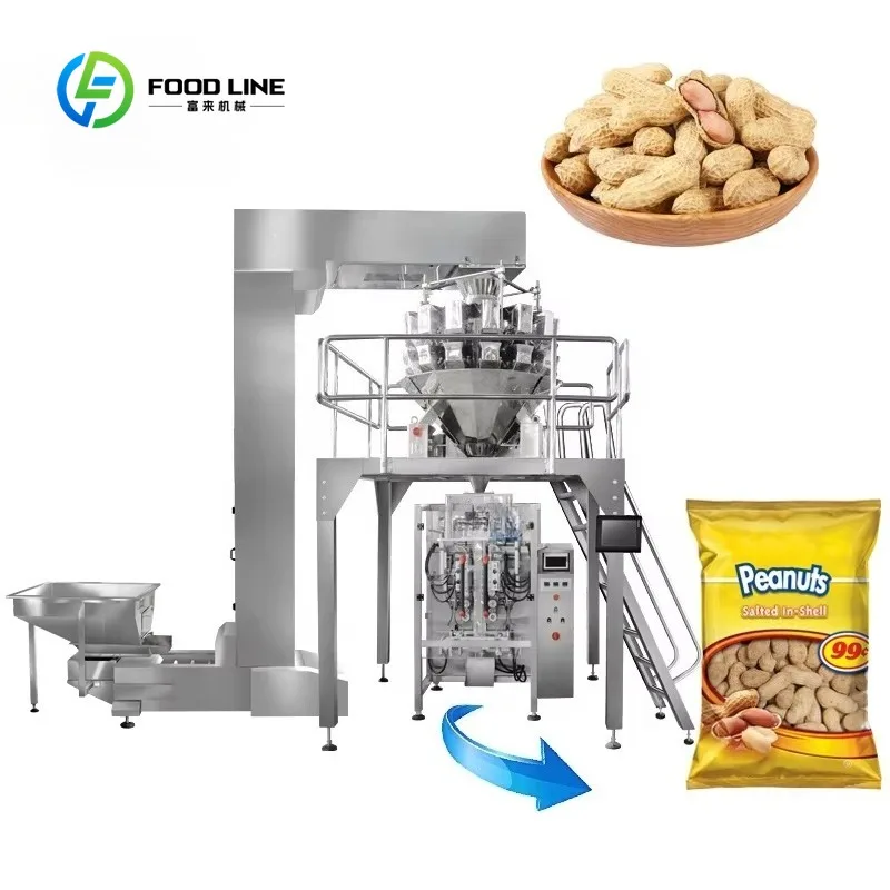 Multi-function Vertical Packaging 1-5KG Nut Snacks Back Sealing Shell-On Peanuts Granule Weighing Filling VFFS Packing Machine