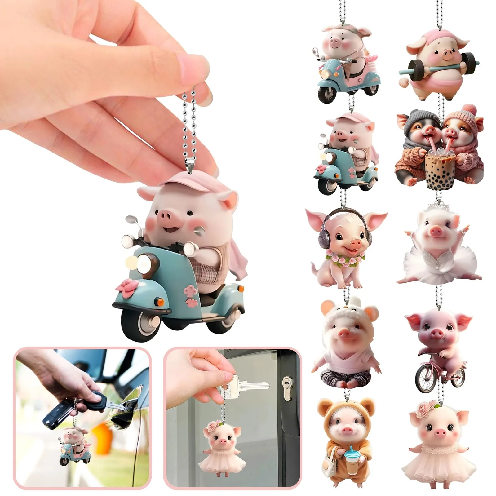 1pc New Interesting Acrylic Piglet Tag, Car Key Tag,Fashion Funny Pig Decorative Pendant Decoration,Best Gift For Friends