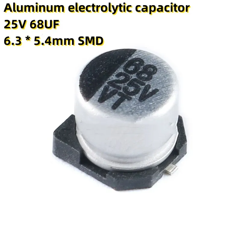 

50PCS Aluminum electrolytic capacitor 25V 68UF 6.3 * 5.4mm SMD