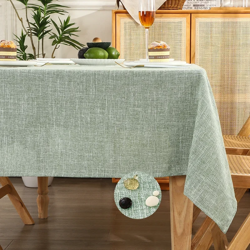 Cotton Linen Waterproof Tablecloth Green Table Vintage Dining Table Cover For Christmas Kitchen Party Birthday Decor