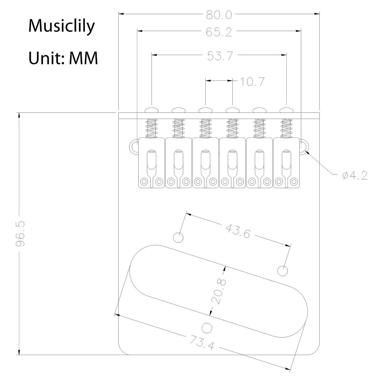 Pratico cordiera a ponte posacenere a 6 selle per chitarra elettrica Telecaster Tele (nero)