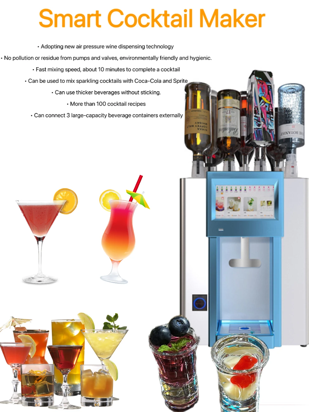 Inteligentny automat do mojito Inteligentny dozownik do wina Profesjonalna maszyna do mieszania Tolact Artykuły restauracyjne