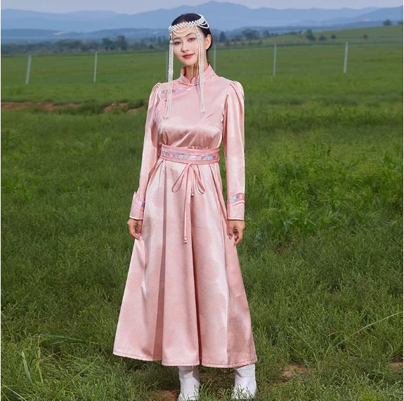 Chinese Women's Mongolian Robe Ethnic Style Performance Long Costume