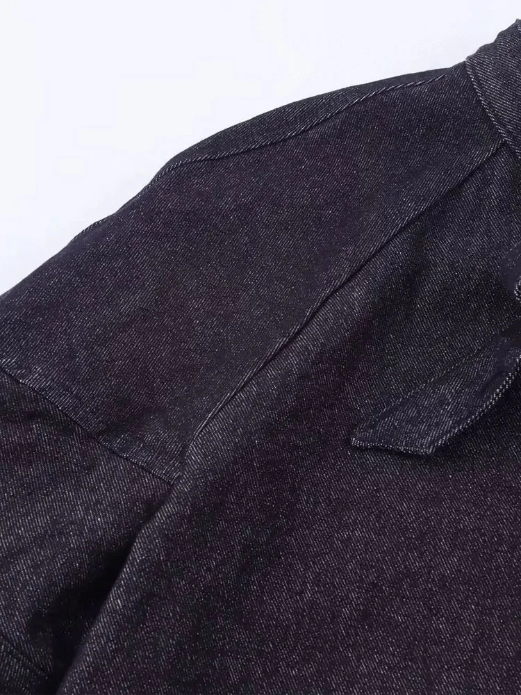 HH – costumes à la mode pour femmes, chemise à simple boutonnage + jupe mi-longue plissée avec fermeture éclair, taille élastique, jupe en Denim solide